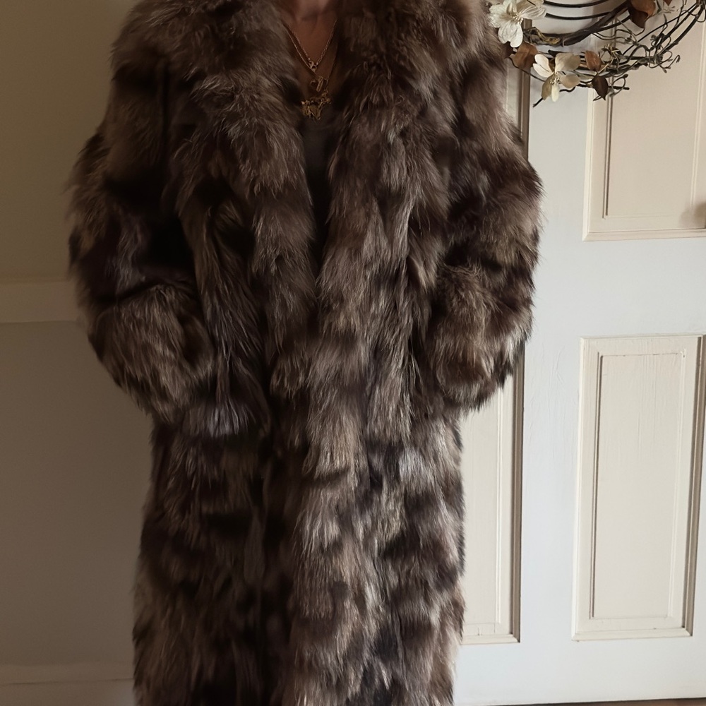 Beautiful, very heavy raccoon fur coat